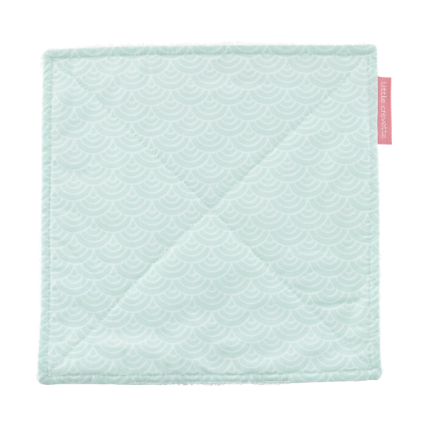 Essuie-tout en tissu lavable et réutilisable doublé éponge motif vagues bleu turquoise en coton bio