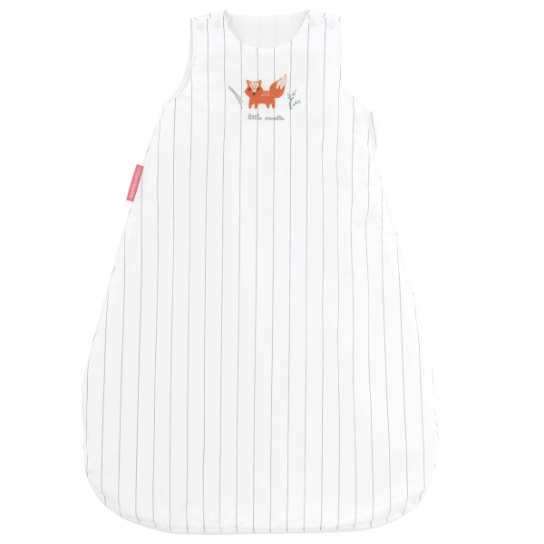 Gigoteuse été mixte fille garçon motif renard fond blanc rayé tog 0,5 en coton bio oekotex