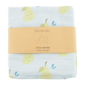 ▷ Grand lange bébé en coton bio blue Made in France