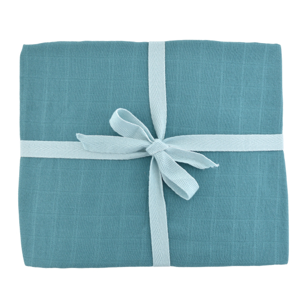 Drap-housse bébé double gaze en lange uni bleu canard coton bio oeko-tex