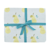 Drap-housse bébé en lange mixte garçon fille imprimé Poire vert et bleu en coton bio oekotex