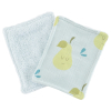 lingettes bébé en tissu lavables et réutilisables gaze de coton et éponge bleu turquoise motif poire coton bio et oekotex