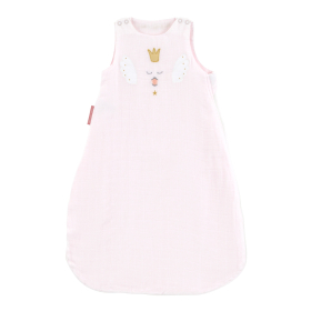 Gigoteuse été légère fille tog 0,5 rose pâle motif cygne princesse broderie dorée coton bio oekotex