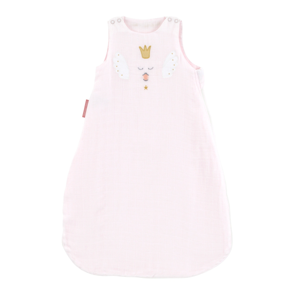 Gigoteuse été légère fille tog 0,5 rose pâle motif cygne princesse broderie dorée coton bio oekotex