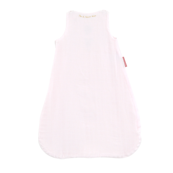 Gigoteuse été légère fille tog 0,5 rose pâle motif cygne princesse broderie dorée coton bio oekotex