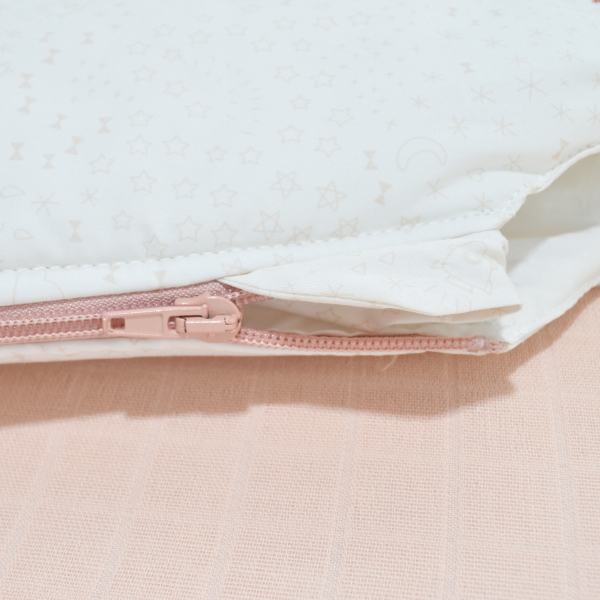 gigoteuse fille couleur écrue motif arc-en-ciel licorne rose avec zip en coton bio oekotex tog 2,5