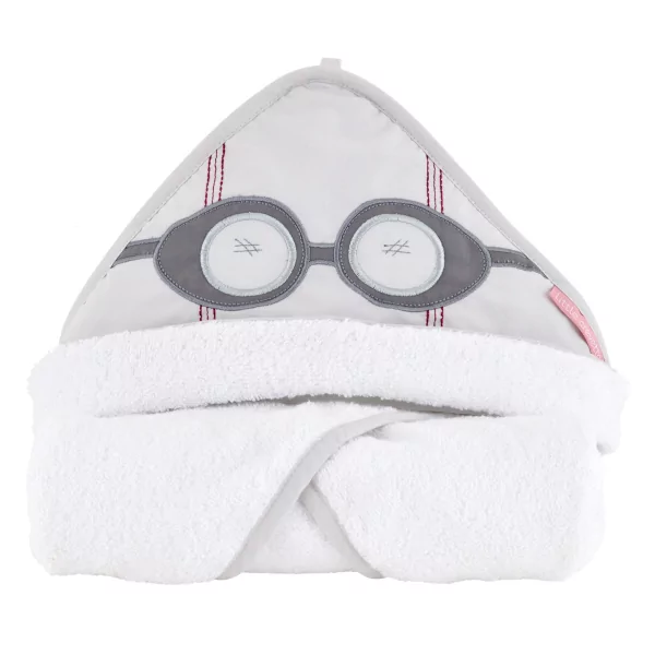 cape de bain bébé mixte fille garçon grise lunettes aviateur en coton bio oekotex