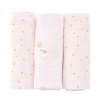 Lot de 3 langes bébé fille rose pâle étoiles dorés broderie cygne couronne en coton bio oekotex