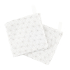 Débarbouillettes en gaze de coton bio lavable et réutilisable écru motif étoiles taupes