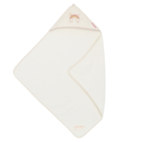 Cape de bain bébé fille arc-en-ciel écru coton bio oekotex