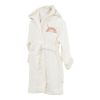 Peignoir à capuche enfant fille écru broderie arc-en-ciel rose en coton bio oekotex