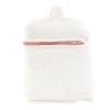 Trousse de toilette enfant ou bébé brodée arc-en-ciel coloris écru et rose en coton bio intérieur PVC Utopia