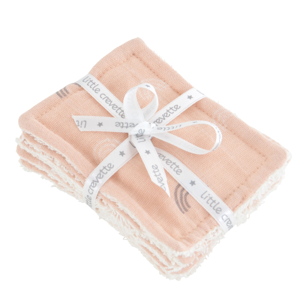 lingettes bébé en tissu lavables et réutilisables gaze de coton et éponge corail motif arc-en-ciel coton bio et oekotex