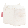 Bac à couches en tissu écru motif étoiles, planètes et fusée avec petites ailes en relief, coton bio
