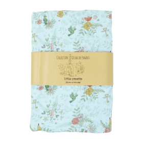 maxi-lange bébé mixte fille garçon bleu motif fleur oiseaux en coton bio oekotex