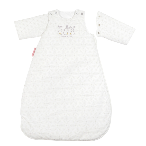 gigoteuse hiver mixte fille garçon blanc écru motif lapin manches amovibles tog 2,5 en coton bio oekoetex