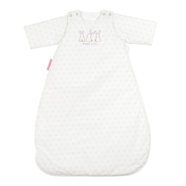 gigoteuse hiver mixte fille garçon blanc écru motif lapin manches amovibles tog 2,5 en coton bio oekoetex
