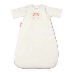 gigoteuse hiver fille rose pâle motif arc-en-ciel licorne manches amovibles tog 2,5 en coton bio oekoetex