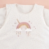 gigoteuse hiver fille rose pâle motif arc-en-ciel licorne manches amovibles tog 2,5 en coton bio oekoetex