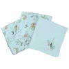 lot de 3 langes bleus motif fleur en coton bio oekotex