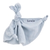 doudou lange lapin bleu personnalisé prénom bébé en coton bio oekotex