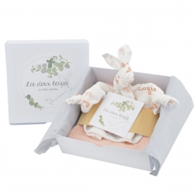 coffret cadeau bebe personnalisable prenom broderie lange coton bio oekotex doudou motif arc-en-ciel
