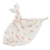 doudou lapin lange personnalisé prénom bébé motif arc-en-ciel en coton bio oekotex