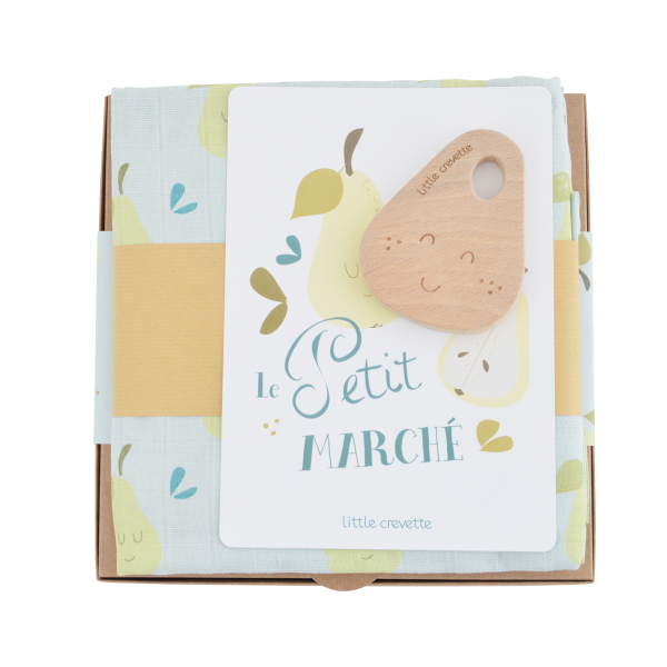 Coffret cadeau Limonade - langes, bavoir bandana, anneau de dentition