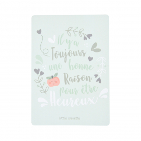 grande carte postale décorative chambre d'enfant format A5 motif pomme et phrase sur le bonheur