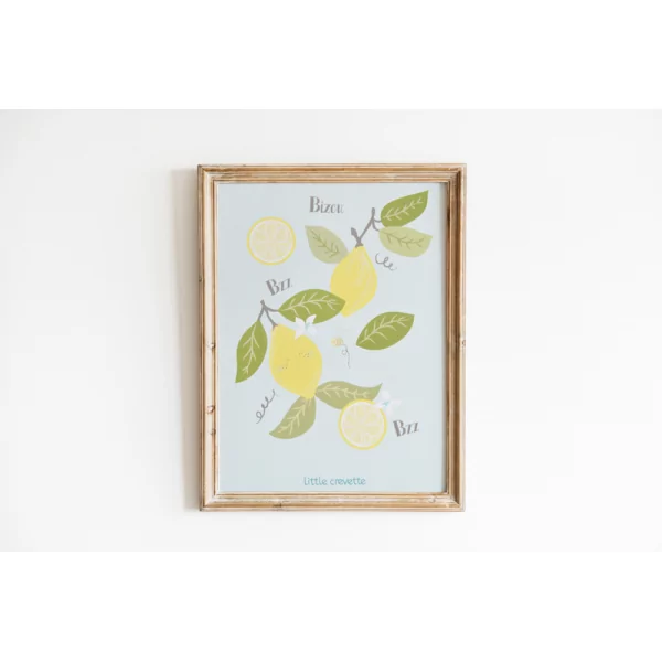 grande carte postale décorative chambre d'enfant format A5 motif limonade avec citrons