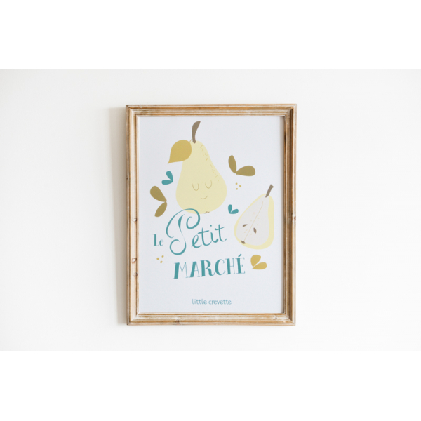 grande carte postale décorative chambre d'enfant format A5 motif poire le petit marche