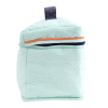 Trousse de toilette enfant fille ou garçon bleu turquoise brodé de poissons intérieur imperméable format vanity en coton bio