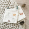 Débarbouillettes en gaze de coton bio lavable et réutilisable écru motif renard Dream Forest