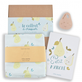 Coffret cadeau poire avec maxi-lange, anneau de dentition et carte