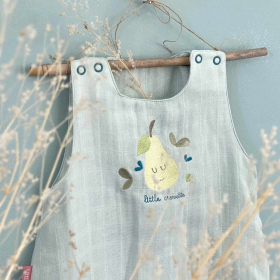 Gigoteuse été en lange tog 0,5 mixte fille garçon motif poire broderie en coton bio oekotex