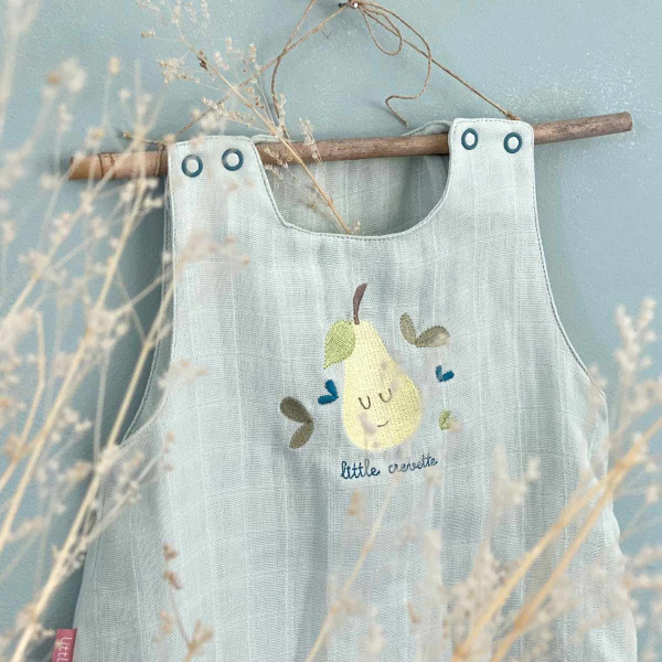 Gigoteuse été en lange tog 0,5 mixte fille garçon motif poire broderie en coton bio oekotex