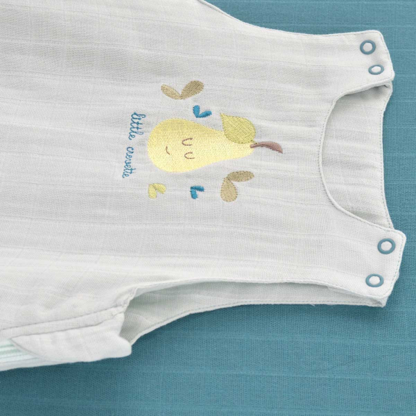 Gigoteuse été en lange tog 0,5 mixte fille garçon motif poire broderie en coton bio oekotex