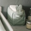 Bac de rangement à couches en tissu avec oreilles de lapin motif à chevrons bleu marine sur fond vert d'eau