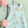 gigoteuse été légère tog 0,5 bleue fille col claudine motif fleurs et oiseaux en coton bio oekotex