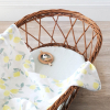 maxi-lange bébé mixte garçon fille blanc imprimé citrons jaune en coton bio oekotex