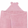 cape de bain bébé à oreilles Baby Shower vieux rose coton bio oeko-tex