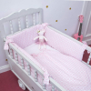 Tour de Lit bébé fille rose motif fleur en coton bio oekotex