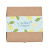Coffret cadeau bebe citron avec textile anneau de dentition et carte