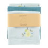 Lot de 3 langes bleu et vert avec broderie poire en coton bio et oekotex