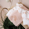 lot de 3 langes bébé fille blanc motif arc-en-ciel rose en coton bio oekotex
