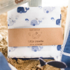 lot de 3 langes bébé mixte garçon fille blanc et bleu motif baleine en coton bio oekotex