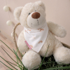 Bavoir bandana bébé fille blanc motif arc-en-ciel rose fermeture pressions en coton bio oekotex