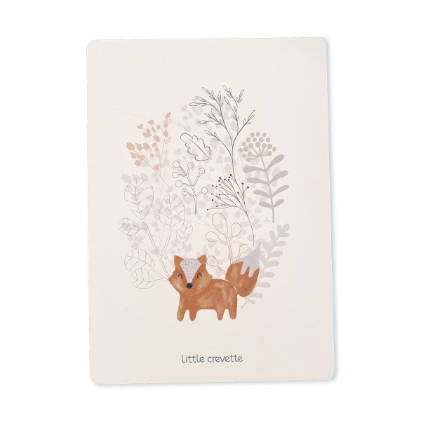 grande carte postale décorative chambre d'enfant format A5 motif renard et foret