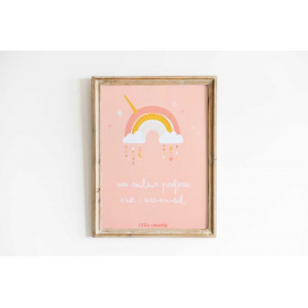 grande carte postale décorative chambre d'enfant fille format A5 motif arc-en-ciel et phrase optimiste