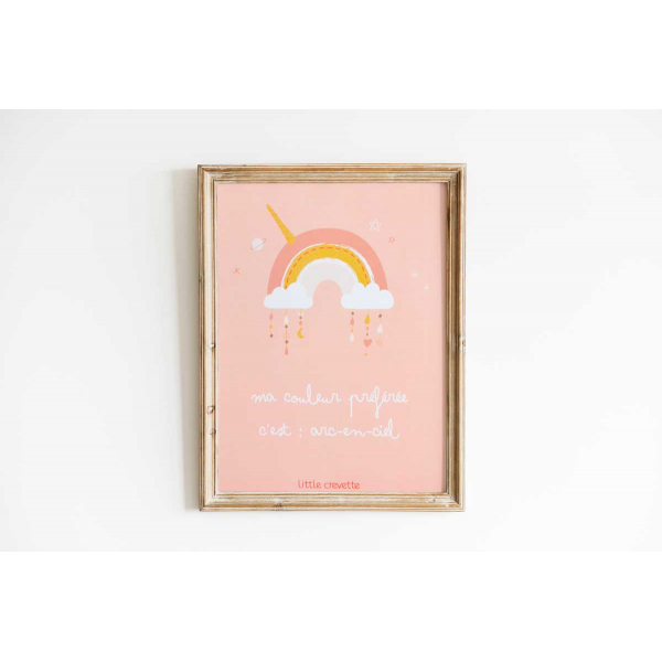 grande carte postale décorative chambre d'enfant fille format A5 motif arc-en-ciel et phrase optimiste